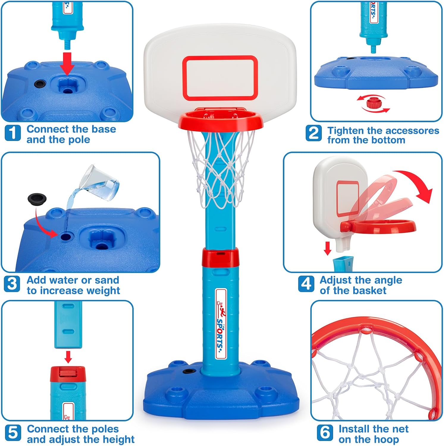 Basketball Hoop Indoor Outdoor Toys for Toddlers 1-3, Kids Basketball Hoop with 3 Balls, Adjustable Mini Basketball Goal, Christmas Birthday Sports Toys Gift for Baby Boys Girls Age 1 and Up