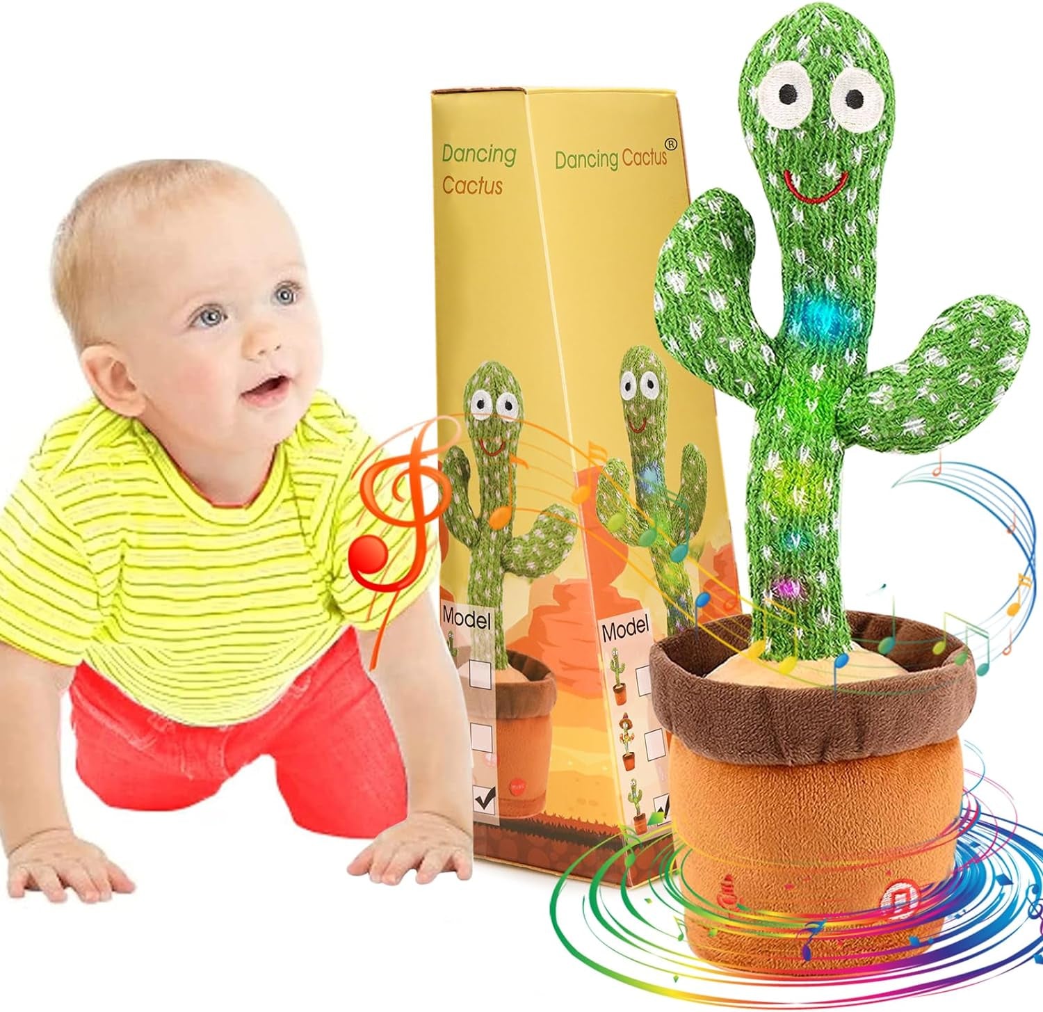 Dancing Cactus Baby Toys 6 to 12 Months, Talking Cactus Toys Repeats What You Say Baby Boy Toys, Dancing Cactus Mimicking Toy with LED English Sing Talking Musical Toys