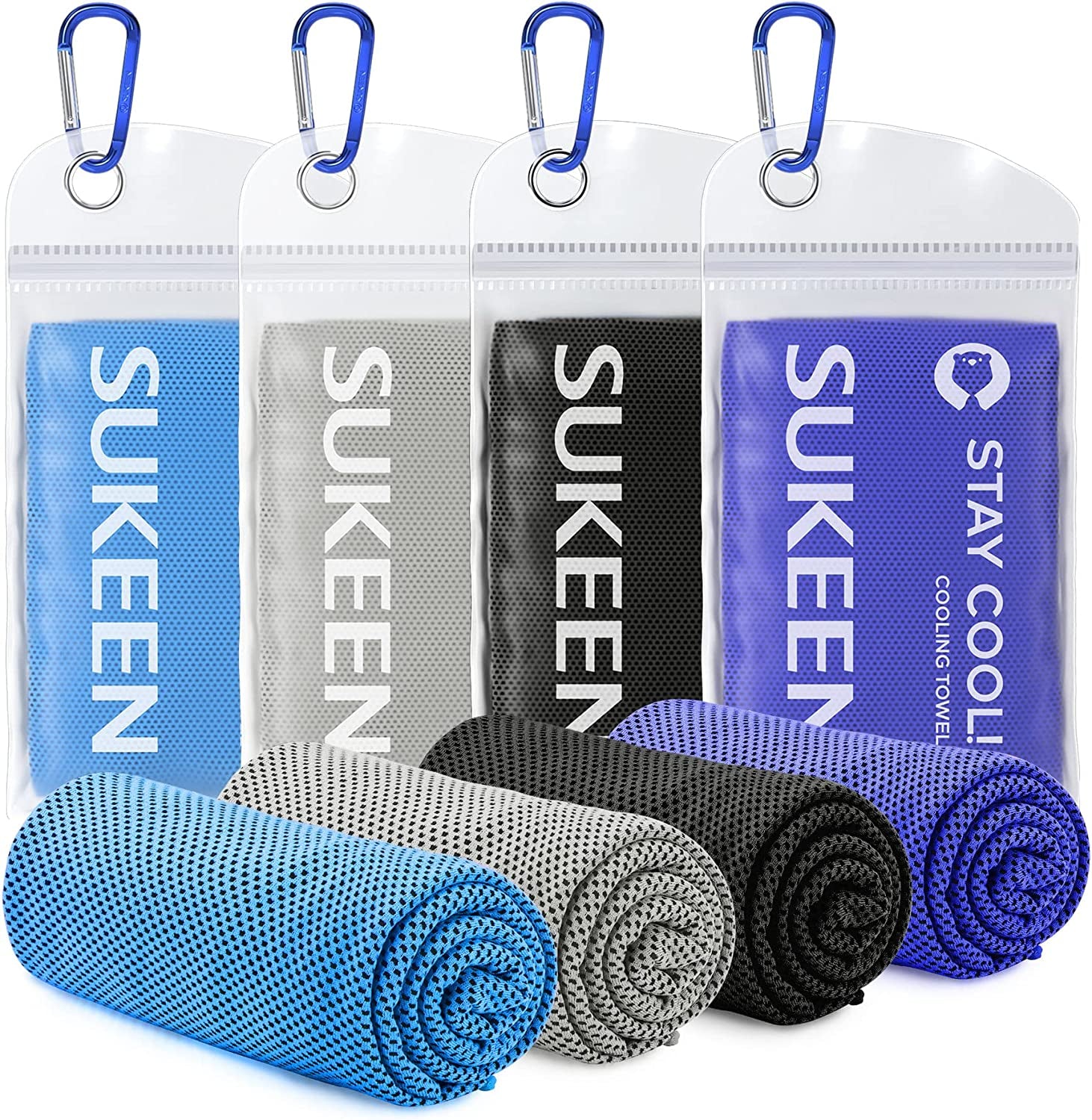 [4 Pack Cooling Towel (40"X12"), Ice Towel, Soft Breathable Chilly Towel, Microfiber Towel for Yoga, Sport, Running, Gym, Workout,Camping, Fitness, Workout & More Activities