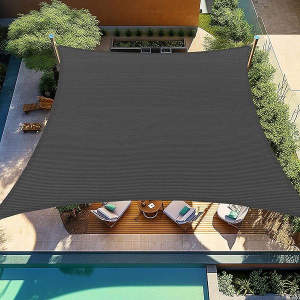 Sun Shade Sail Rectangular Curved Canopy 12'X16' Sail Shade Light Grey Sun Shades Permeable for Patios Backyard Deck (We Make Customized Size)