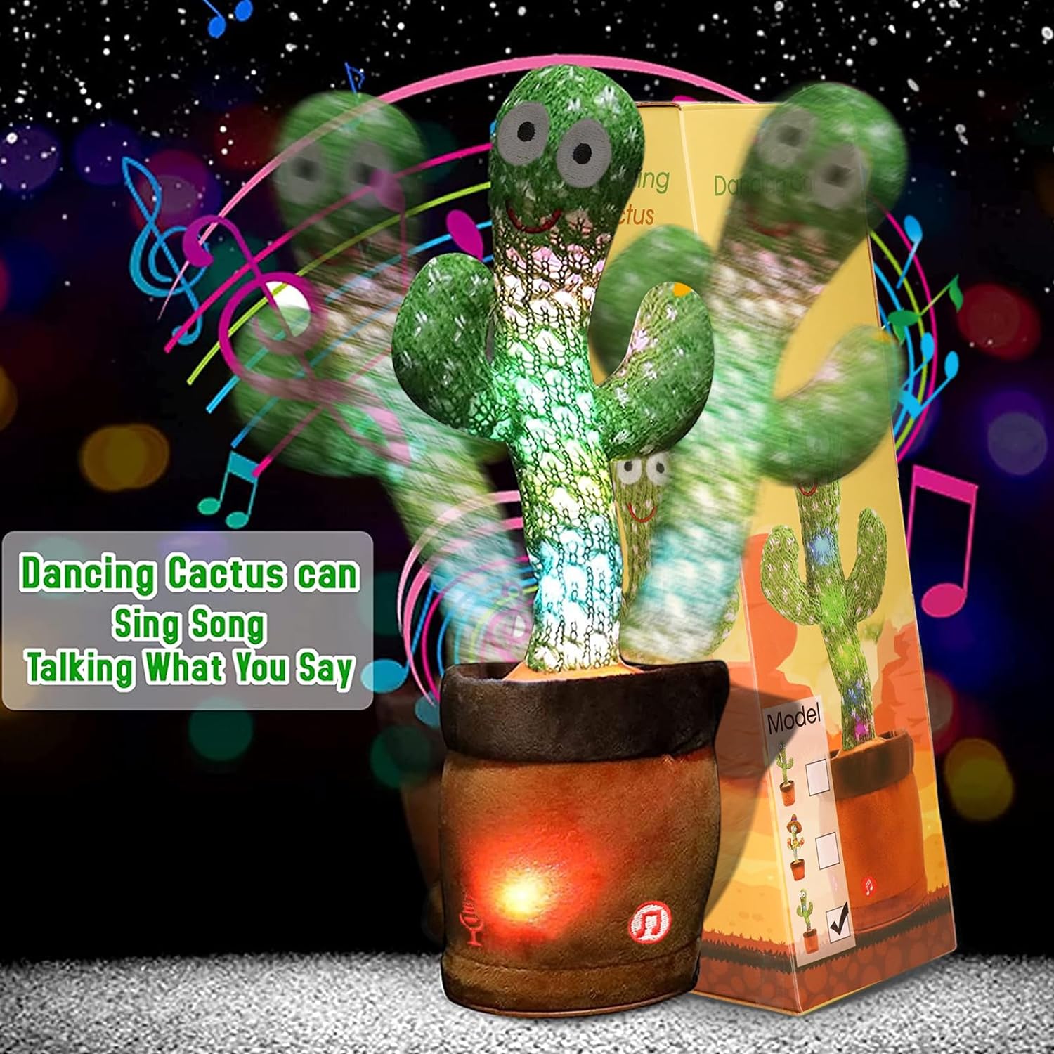 Dancing Cactus Baby Toys 6 to 12 Months, Talking Cactus Toys Repeats What You Say Baby Boy Toys, Dancing Cactus Mimicking Toy with LED English Sing Talking Musical Toys