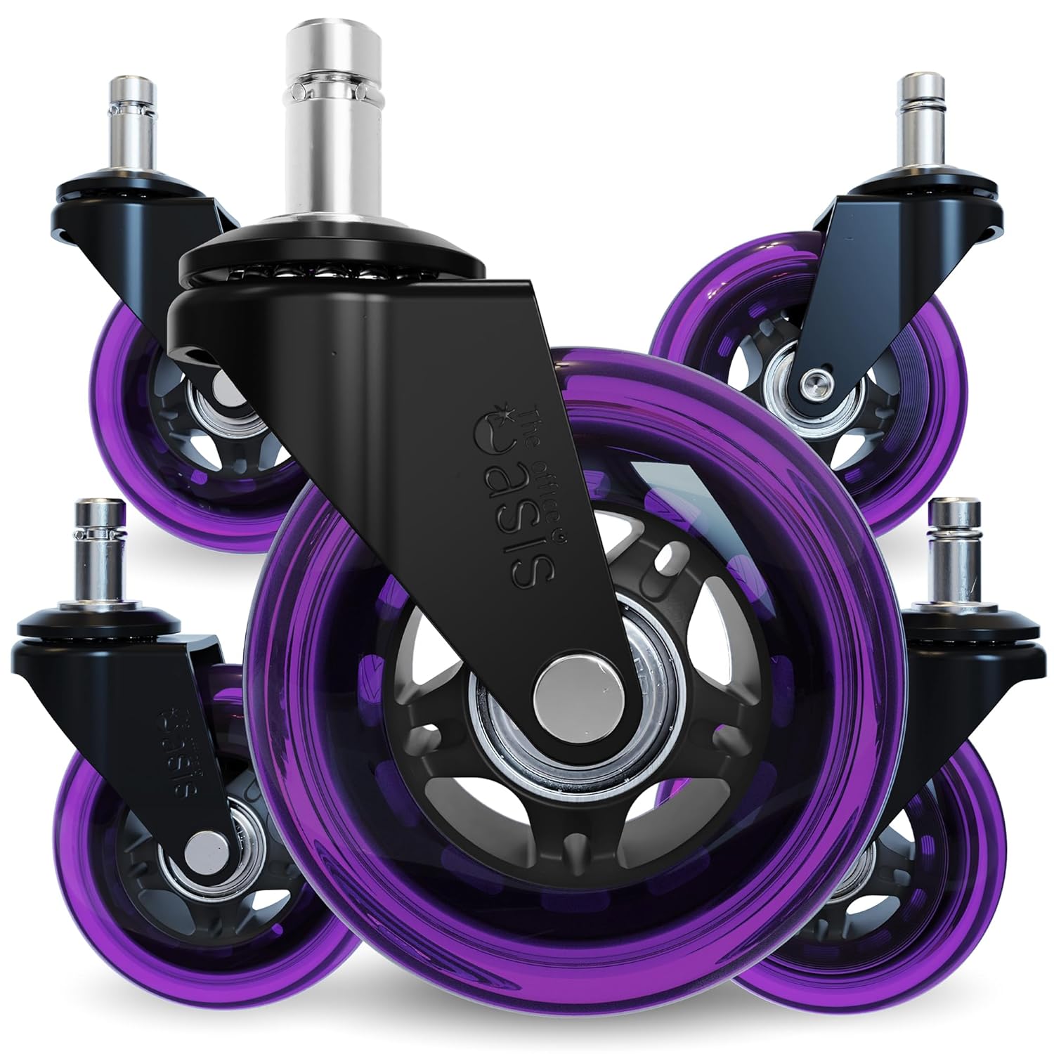 The Original Rollerblade Office Chair Wheels (As Seen on PBS) - Incredibly Smooth & Quiet Rolling Casters - Safe for Hardwood Floors & Carpet - Easy Installation with Universal Fit - Set of 5