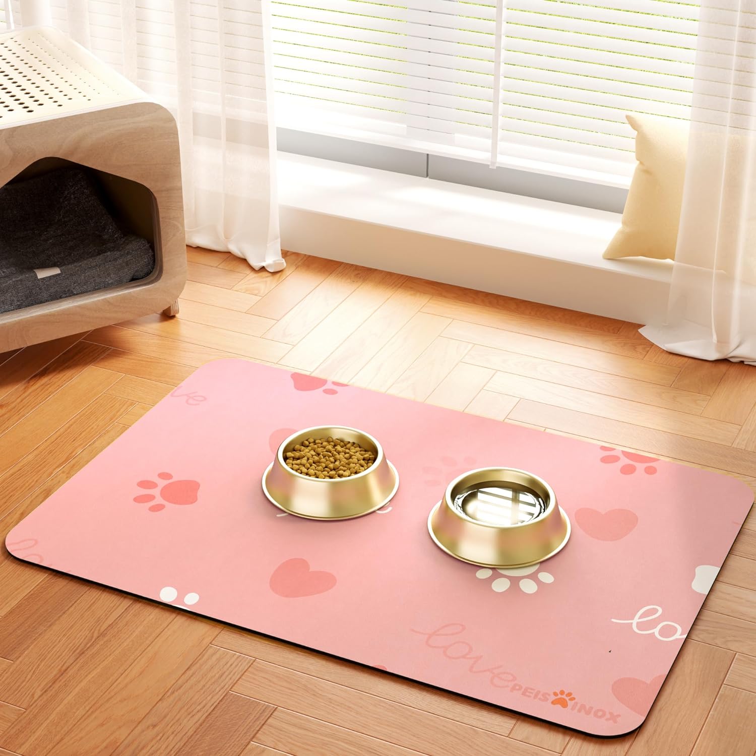 Cat Dog Food Mat, Rapid Water Absorption Dog Mat for Food and Water,100% Waterproof Cat Dog Bowl Mat, Pet Food Mat for Messy Drinkers to Protect Floors, Pet Accessories Supplies