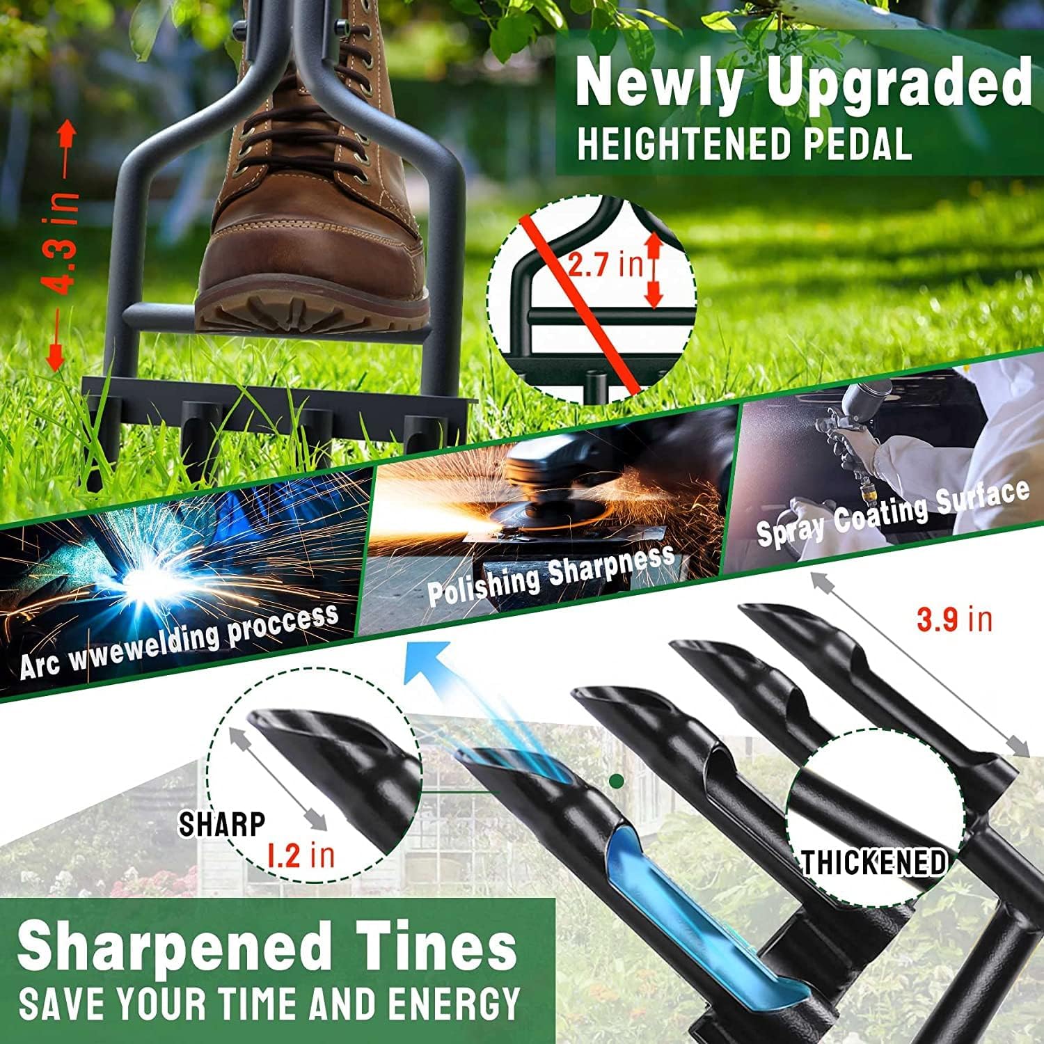 Lawn Aerator Tool, Aerator Lawn Coring Tool with Clean Tool, Manual Plug Aerator Upgarded Yard Aeration Tools with 4 Hollow Slots for Compacted Soil & Lawn Garden Care