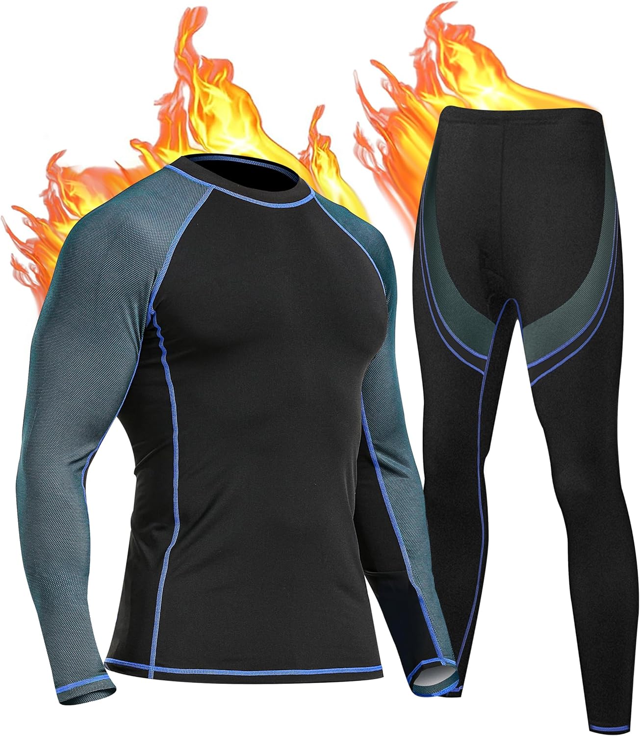 Men'S Thermal Underwear Sets Top & Long Johns Fleece Sweat Quick Drying Thermo Base Layer