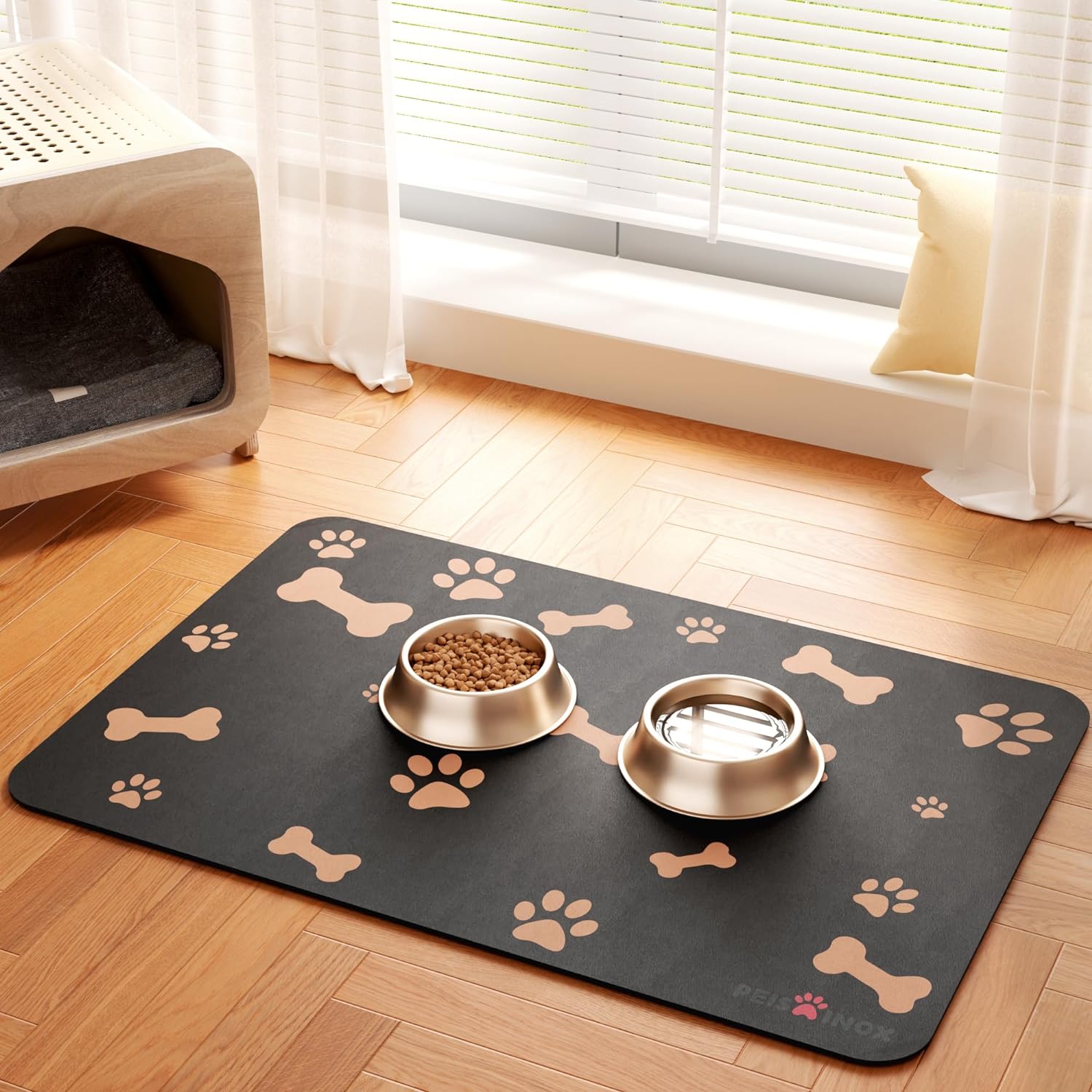 Cat Dog Food Mat, Rapid Water Absorption Dog Mat for Food and Water,100% Waterproof Cat Dog Bowl Mat, Pet Food Mat for Messy Drinkers to Protect Floors, Pet Accessories Supplies