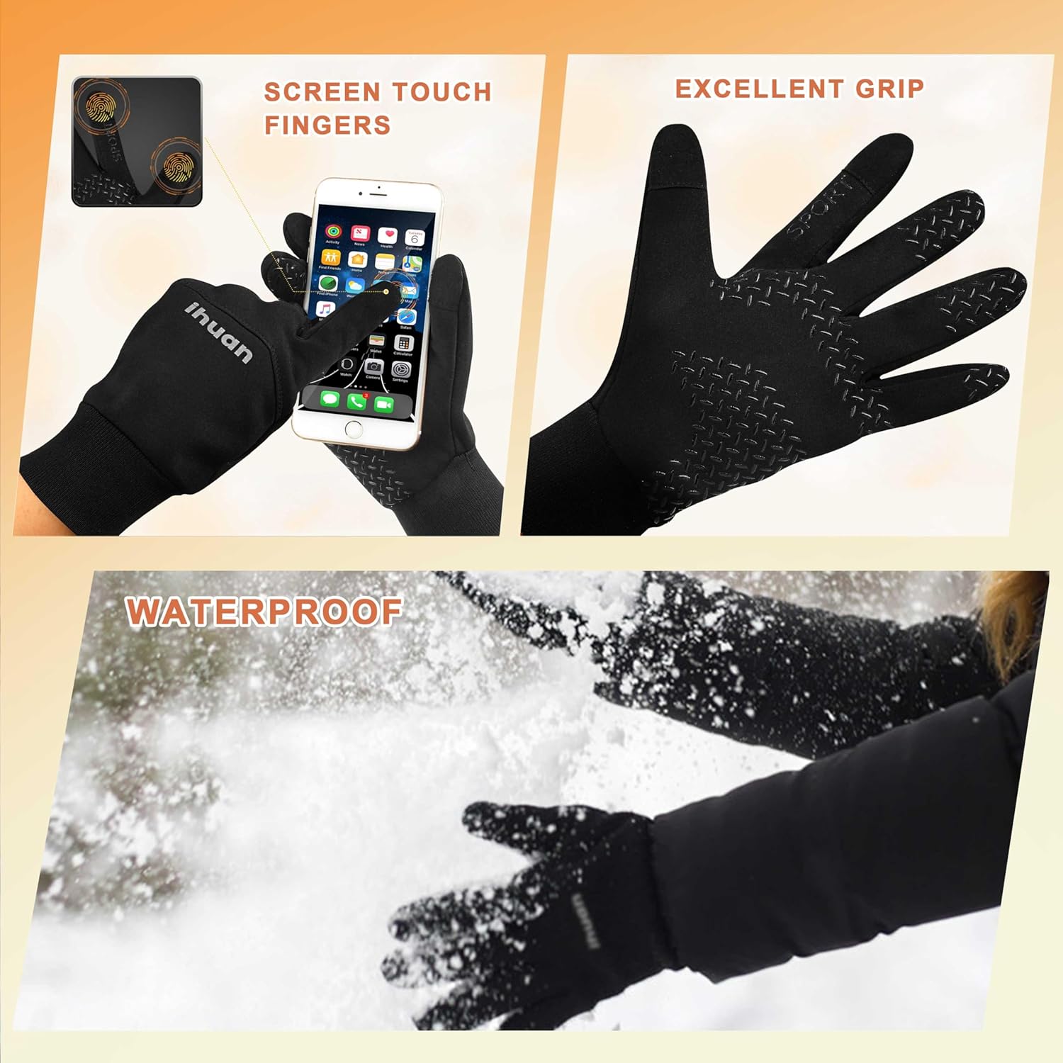 Winter Gloves for Men Women - Waterproof Warm Glove for Cold Weather, Thermal Gloves Touch Screen Finger for Running…