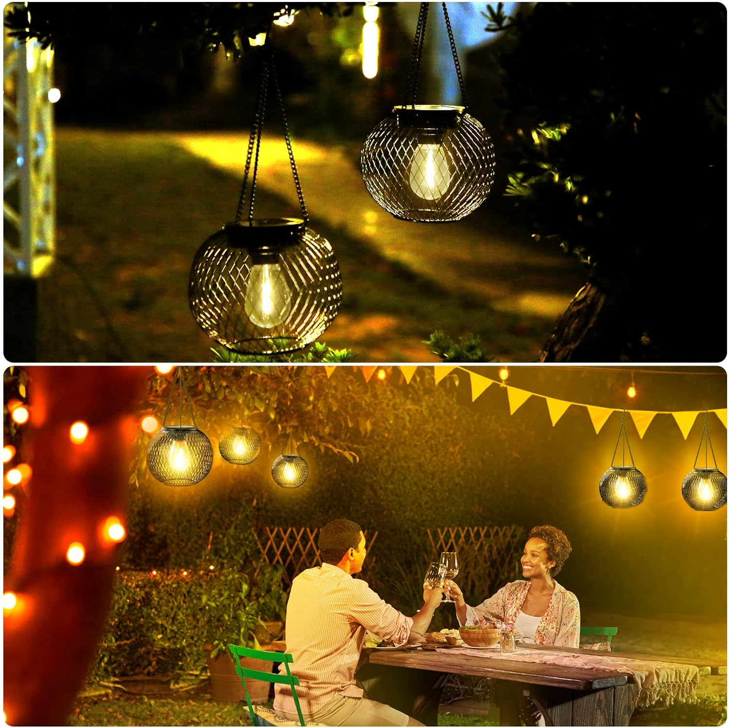 Solar Lantern Outdoor Waterproof,  Upgraded Hanging Solar Lights Outdoor Garden Decorations Decorative Lighting Solar Powered Waterproof Tree Lantern for Garden Yard Patio Pathway, 2 Pack