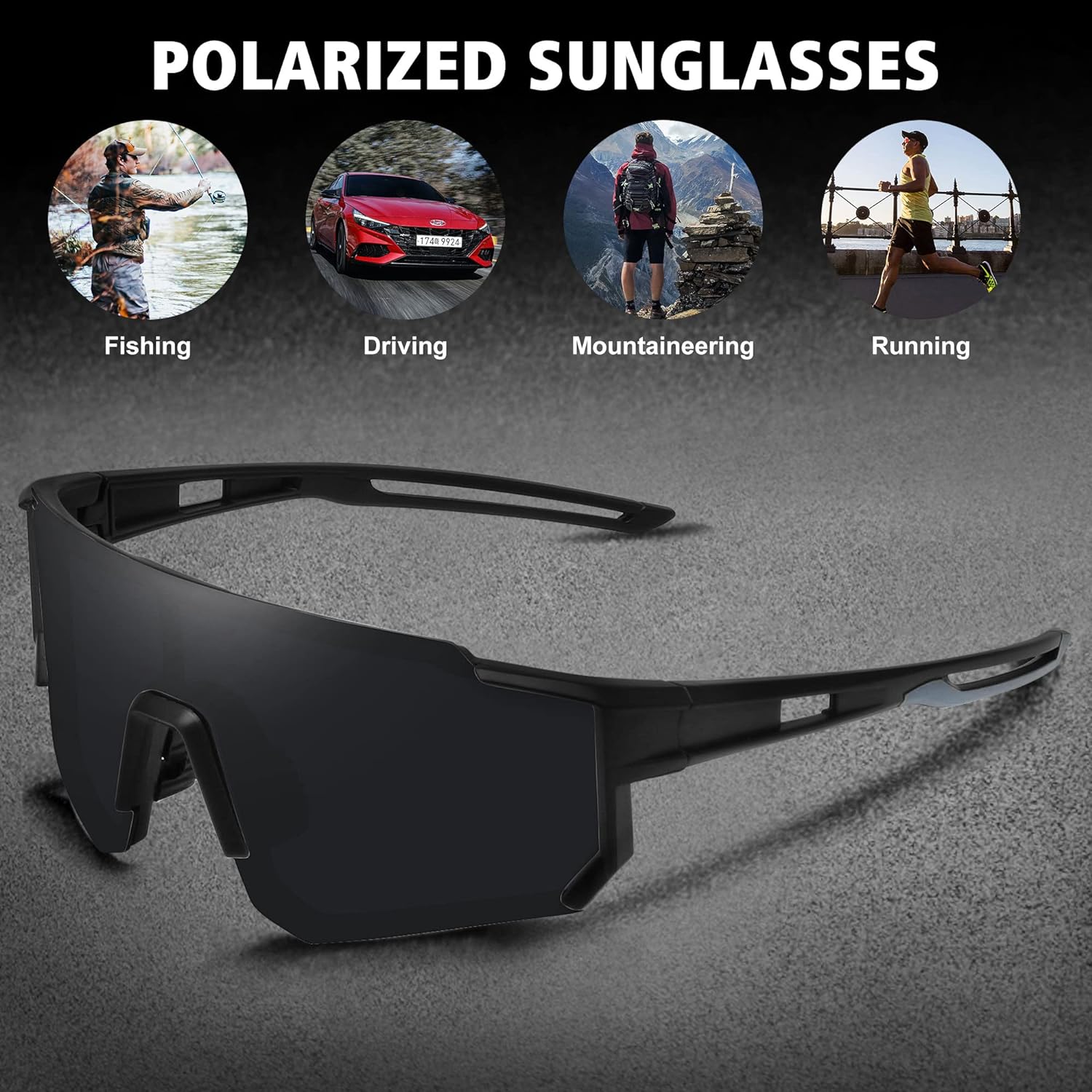 Polarized Sports Sunglasses for Men Women,Driving Fishing Cycling Mountain Bike Sunglasses UV400 Protection