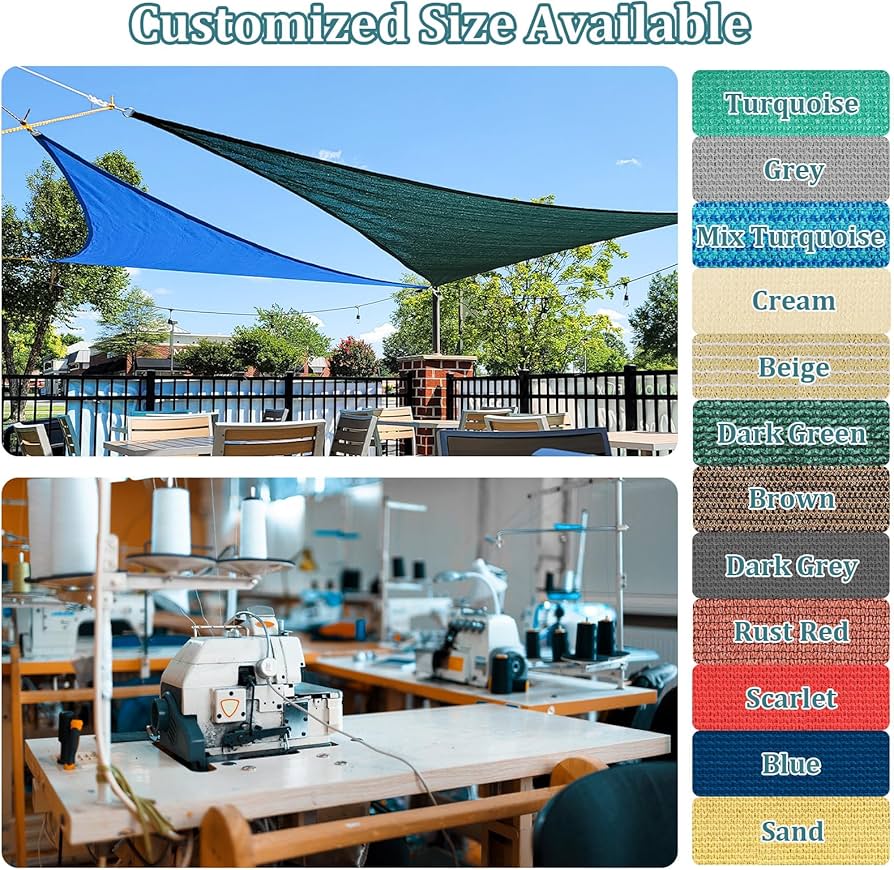 Sun Shade Sail Rectangular Curved Canopy 12'X16' Sail Shade Light Grey Sun Shades Permeable for Patios Backyard Deck (We Make Customized Size)