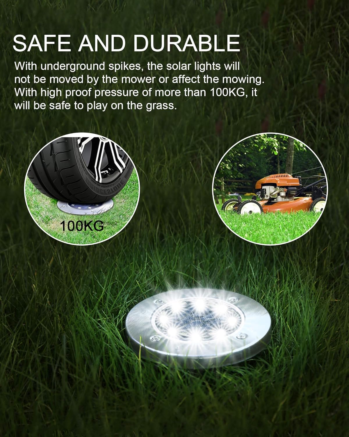 12 Pack Solar Ground Lights，Outdoor Waterproof LED Solar Garden Lights, Disk Lights for Lawn Pathway Yard Walkway Driveway Patio Deck, Solar Lights (Cold White)