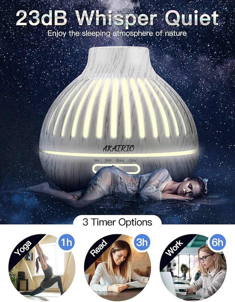 Aromatherapy Diffusers for Essential Oils Large Room, Essential Oil Diffusers for Home with Light Waterless Diffuser Auto Shut-Off, Air Vaporizer Scents Diffuser for Essential Oils Office Yoga