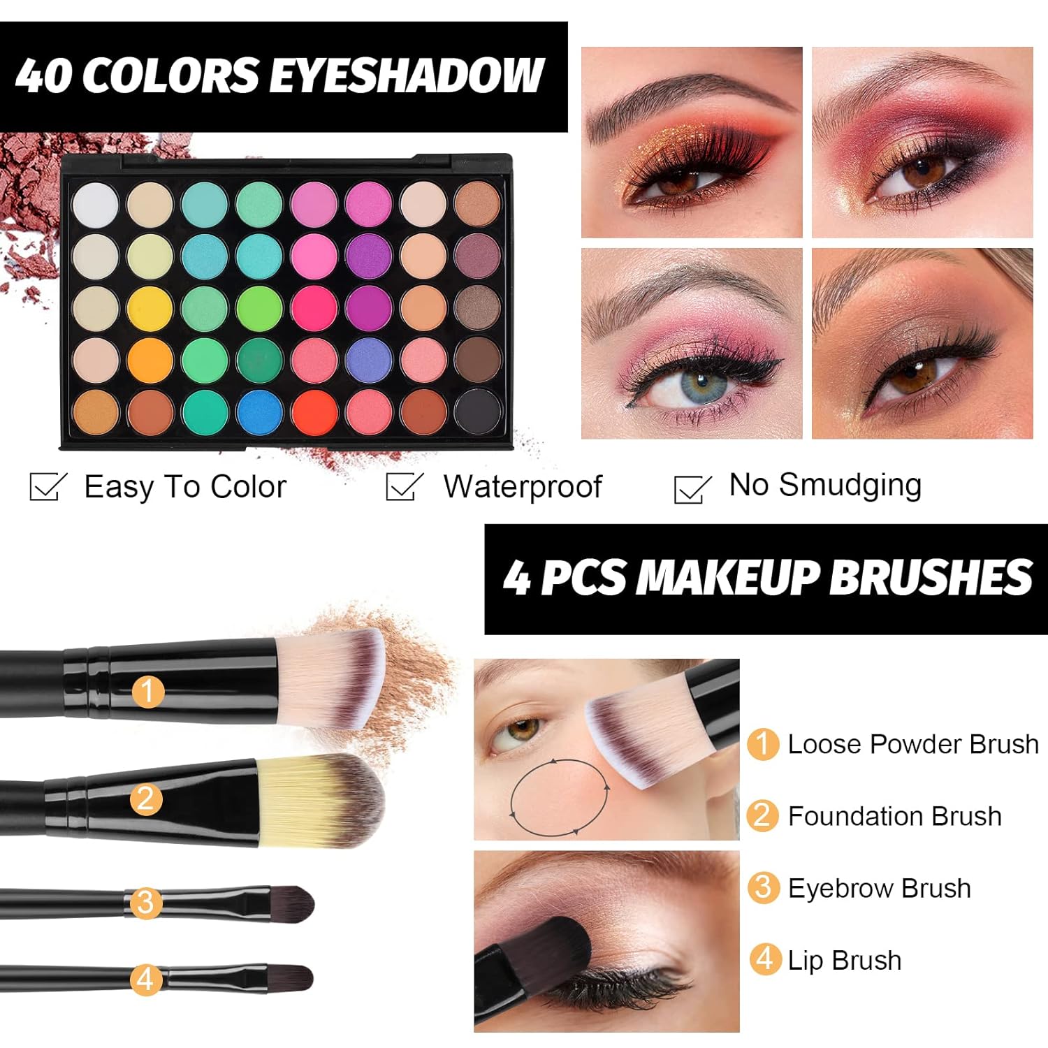 All in One Makeup Kit for Women, Full Makeup Gift Set for Beginners, Makeup Essential Starter Bundle Include Eyeshadow Palette Lipstick Eyebrow Pencil Brush Set (Type C)