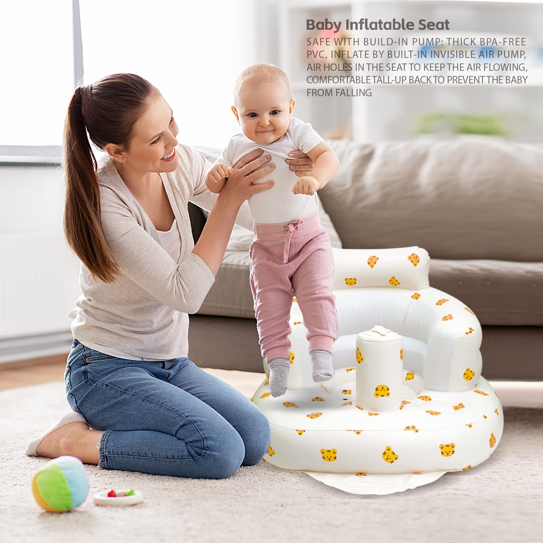 Baby Sitting Bath Stool, Anti-Fall Portable Chair, Baby Inflatable Sofa, Foldable Chair, Widen Bath Stool, Style Optional