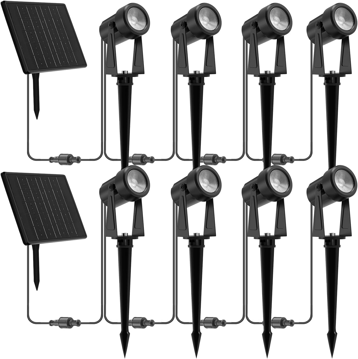 Solar Landscape Lights Outdoor, Solar Spotlights Outdoor Waterproof for Yard, Garden, Lawn, Plant, Tree, Wall, Pathways, Pool Areas, with Auto On/Off, Warm White, 8 Pack(Black Housing)