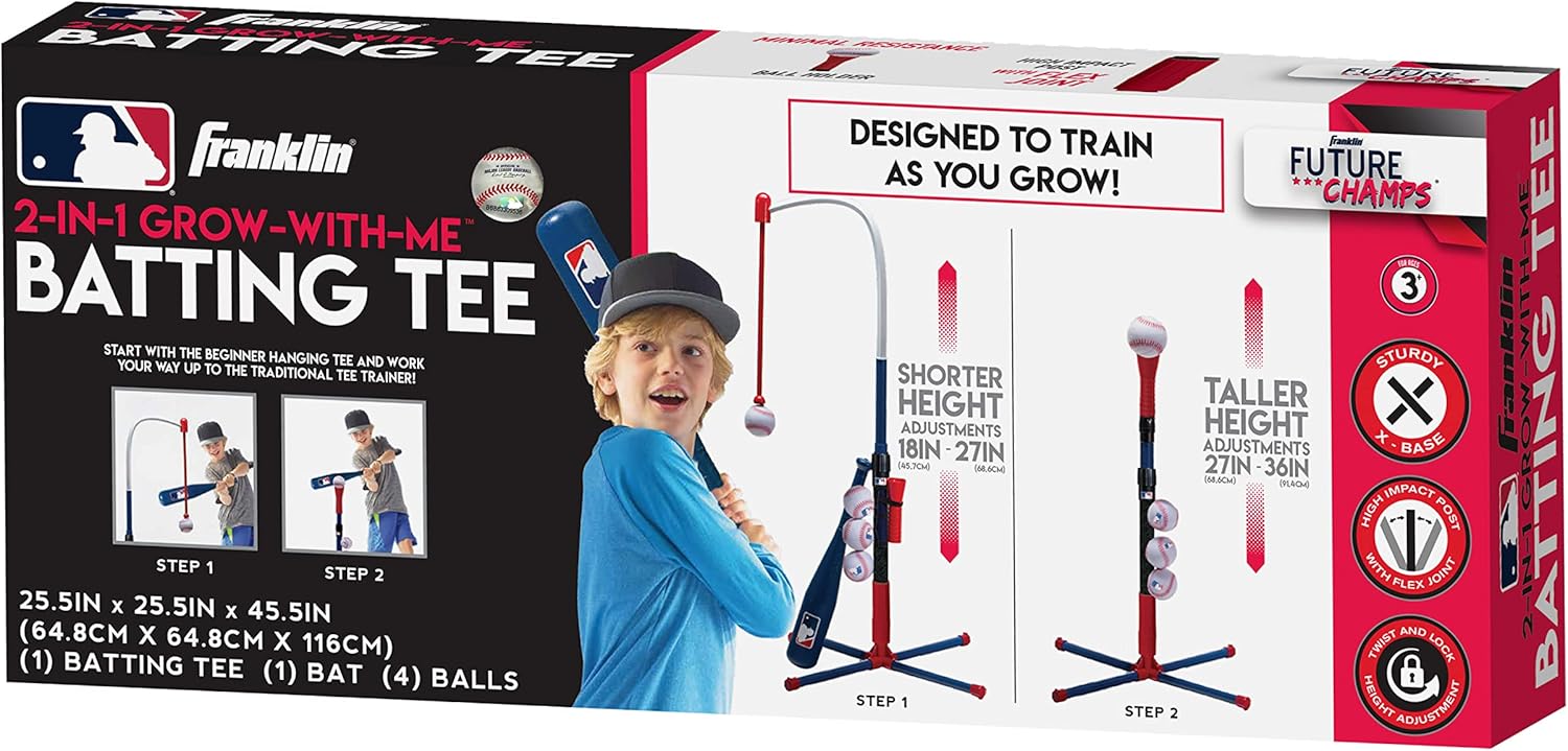 Grow-With-Me Kids Baseball Batting Tee + Stand Set for Youth + Toddlers - Youth Baseball, Softball + Teeball Hitting Tee Set for Boys + Girls