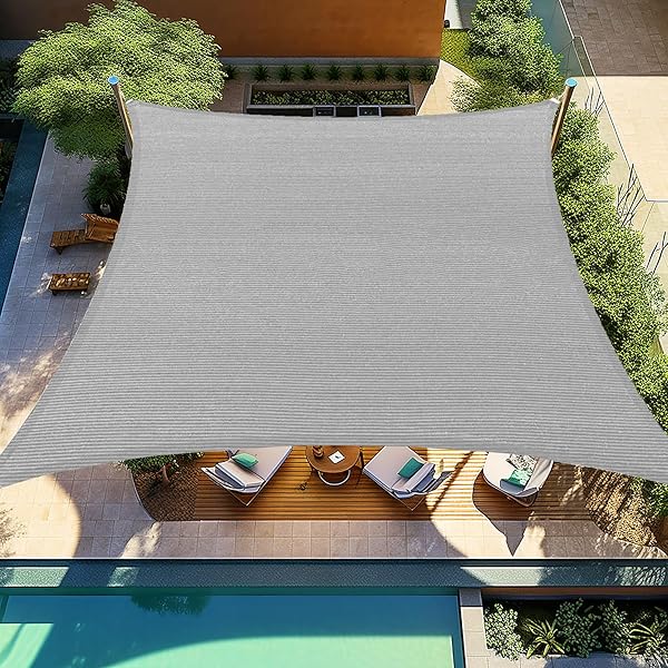 Sun Shade Sail Rectangular Curved Canopy 12'X16' Sail Shade Light Grey Sun Shades Permeable for Patios Backyard Deck (We Make Customized Size)