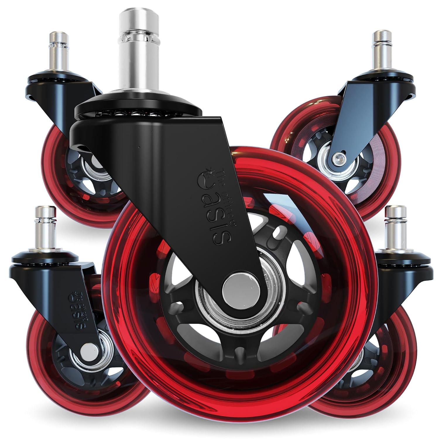 The Original Rollerblade Office Chair Wheels (As Seen on PBS) - Incredibly Smooth & Quiet Rolling Casters - Safe for Hardwood Floors & Carpet - Easy Installation with Universal Fit - Set of 5