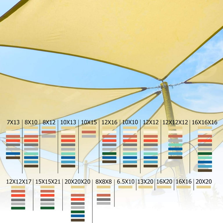 Sun Shade Sail Rectangular Curved Canopy 12'X16' Sail Shade Light Grey Sun Shades Permeable for Patios Backyard Deck (We Make Customized Size)