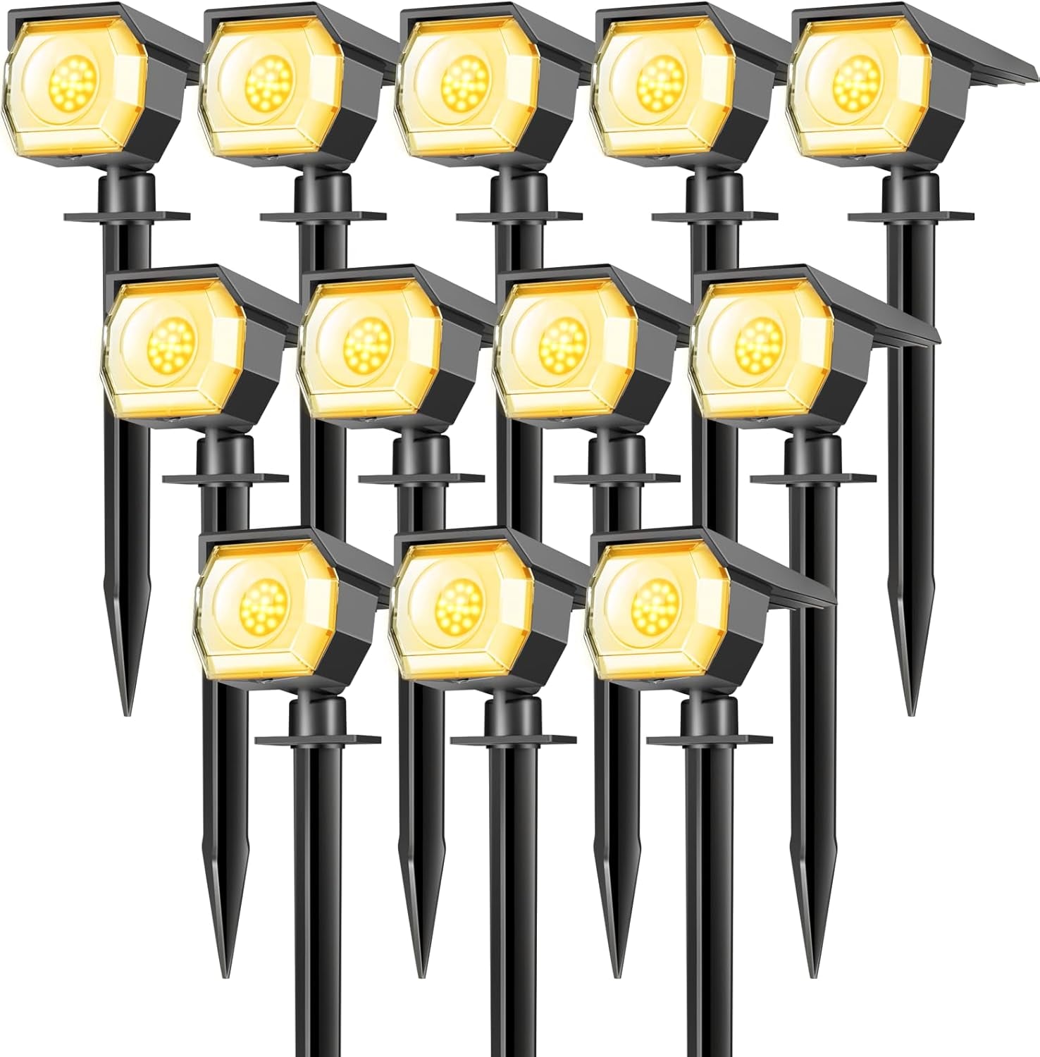 12 Pack Solar Lights Outdoor, Solar Spotlights Outdoor Waterproof 3 Modes, 2-In-1 Auto On/Off Solar Spot Landscape Lighting outside for Tree Plants Yard Garden Pathway