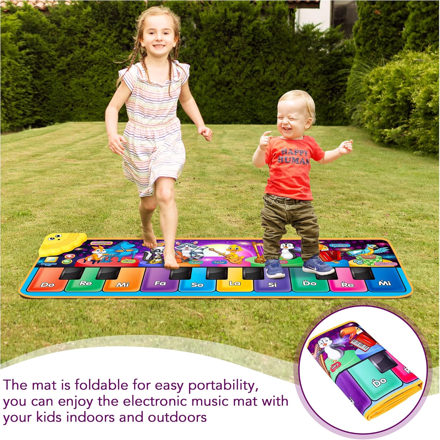 Kids Musical Piano Mats with 25 Music Sounds,Musical Toys Baby Floor Piano Keyboard Mat Carpet Animal Blanket Touch Playmat Early Education Toys for 1 2 3 4 5 6+ Year Girls Boys Toddlers