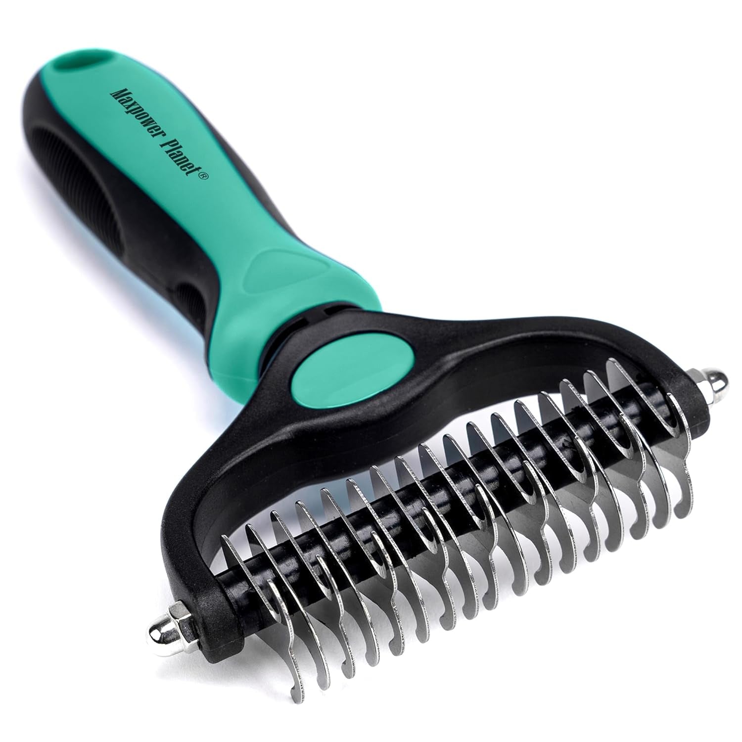 Pet Grooming Rake - Double-Sided Dematting Undercoat Brush for Dogs and Cats, Extra Wide, Reduces Shedding by 95%, Blue