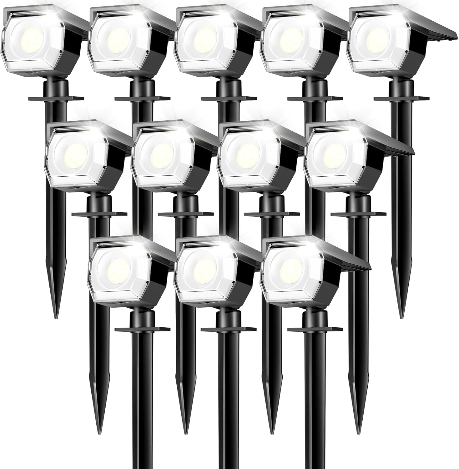 12 Pack Solar Lights Outdoor, Solar Spotlights Outdoor Waterproof 3 Modes, 2-In-1 Auto On/Off Solar Spot Landscape Lighting outside for Tree Plants Yard Garden Pathway