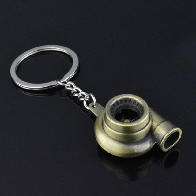 Mini Turbo Turbocharger Keychain Spinning Turbine Key Chain Ring Keyring Keyfob Car Keyring Car Interior Accessories