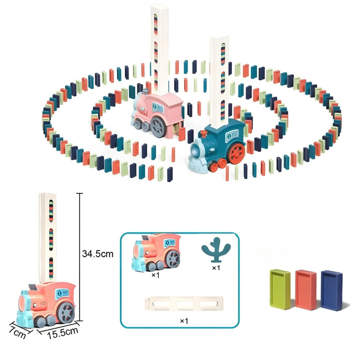 Kids Electric Domino Train Car Set Sound & Light Automatic Laying Dominoes Brick Blocks Game Educational Christmas Gift Kids Toy