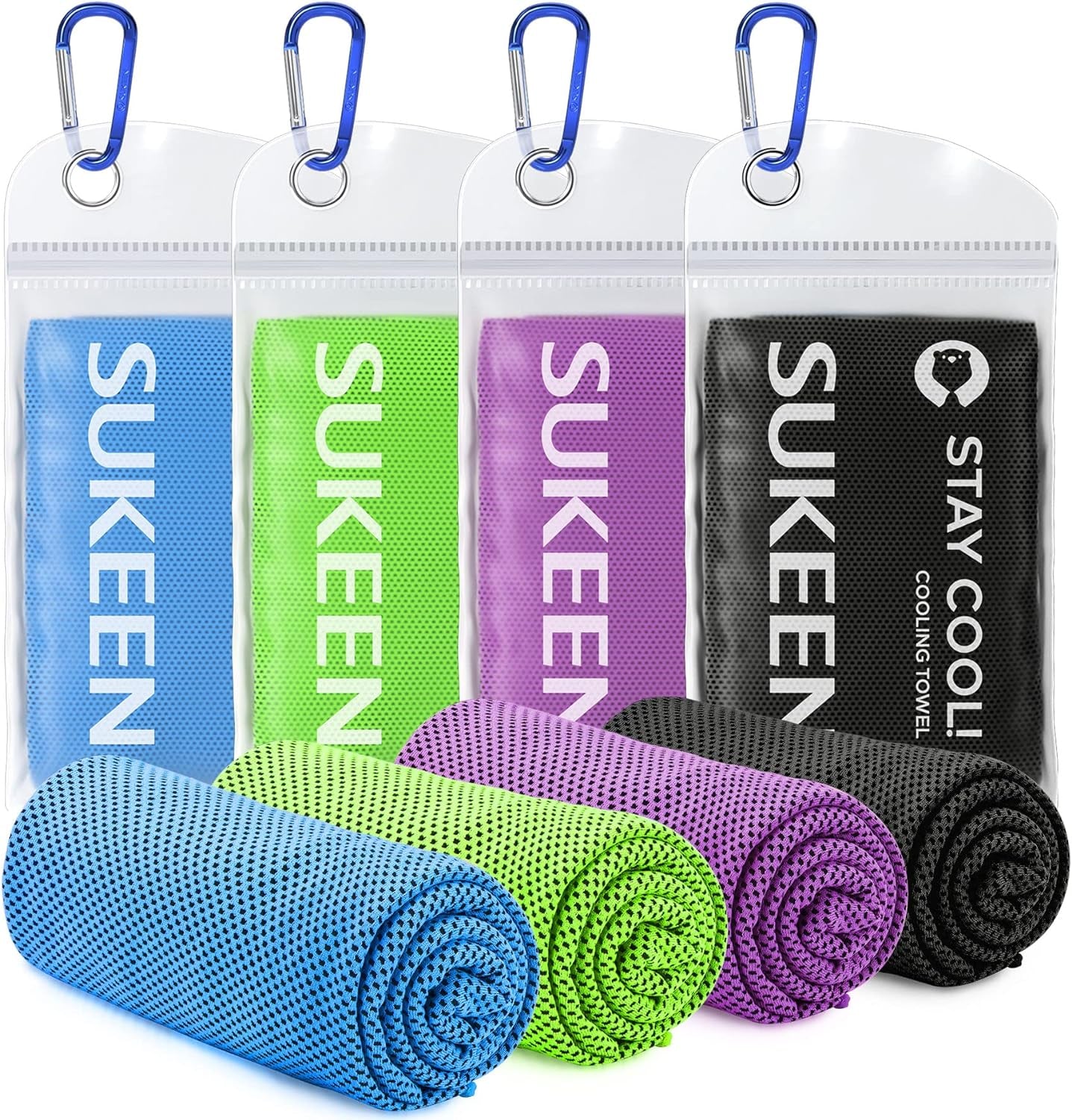 [4 Pack Cooling Towel (40"X12"), Ice Towel, Soft Breathable Chilly Towel, Microfiber Towel for Yoga, Sport, Running, Gym, Workout,Camping, Fitness, Workout & More Activities