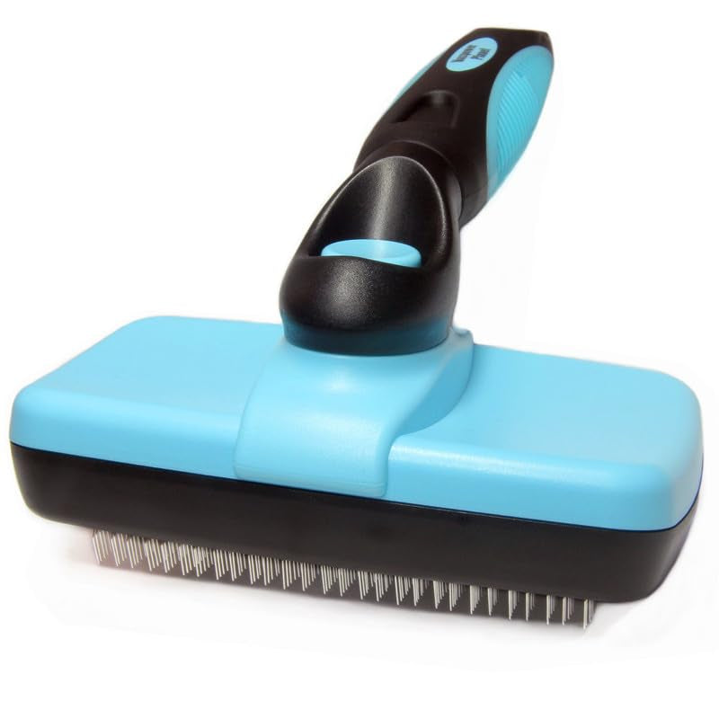 Pet Grooming Rake - Double-Sided Dematting Undercoat Brush for Dogs and Cats, Extra Wide, Reduces Shedding by 95%, Blue