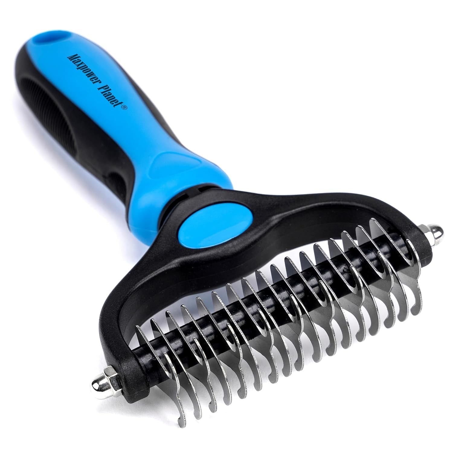 Pet Grooming Rake - Double-Sided Dematting Undercoat Brush for Dogs and Cats, Extra Wide, Reduces Shedding by 95%, Blue