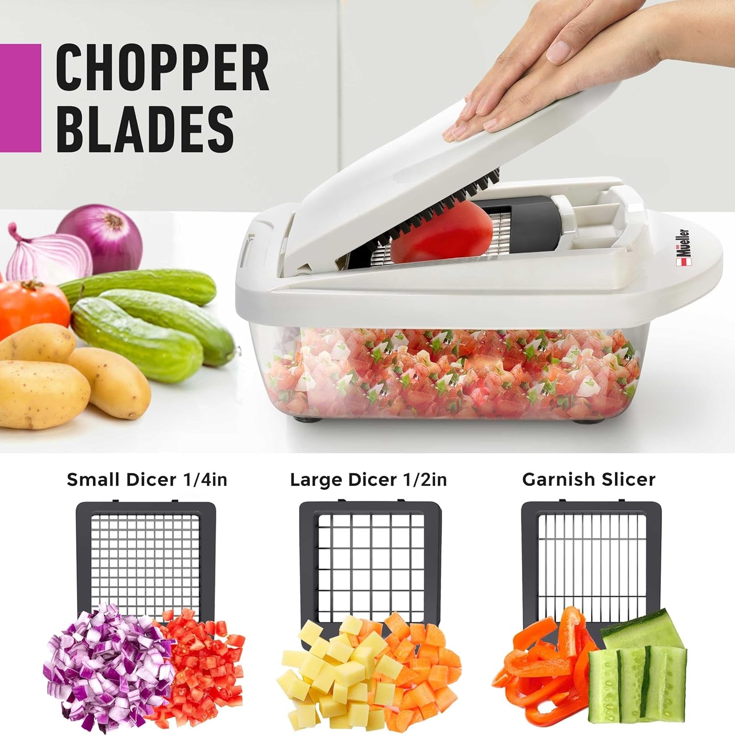 Pro-Series 10-In-1, 8 Blade Vegetable Chopper, Onion Mincer, Cutter, Dicer, Egg Slicer with Container, French Fry Cutter, Potato Slicer, Home Essentials & Kitchen Gadgets, Salad Chopper