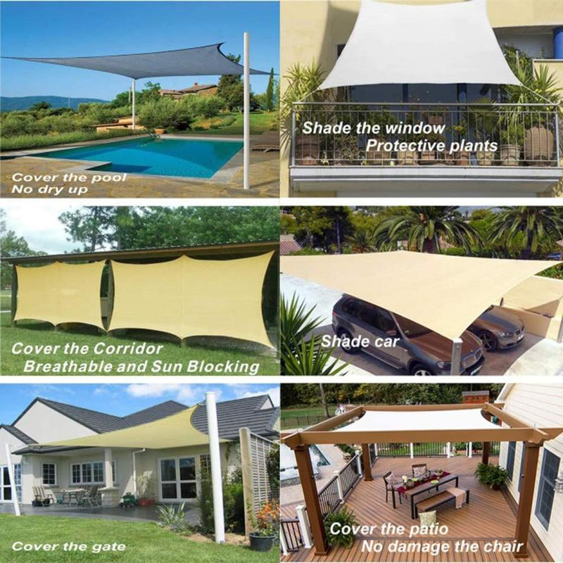 Rectangle Sun Shade Sail Canopy, Patio Shade Cloth Outdoor Cover - Sunshade Fabric Awning Shelter for Pergola Backyard Garden Carport