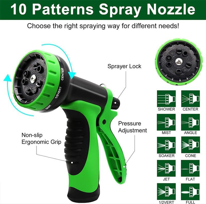 Expandable Garden Hose 100Ft - 10 Function Spray Nozzle, Superior Strength Flexible Hose with 3/4 Brass Connectors - Leakproof Lightweight Water Hose for Gardening and More...