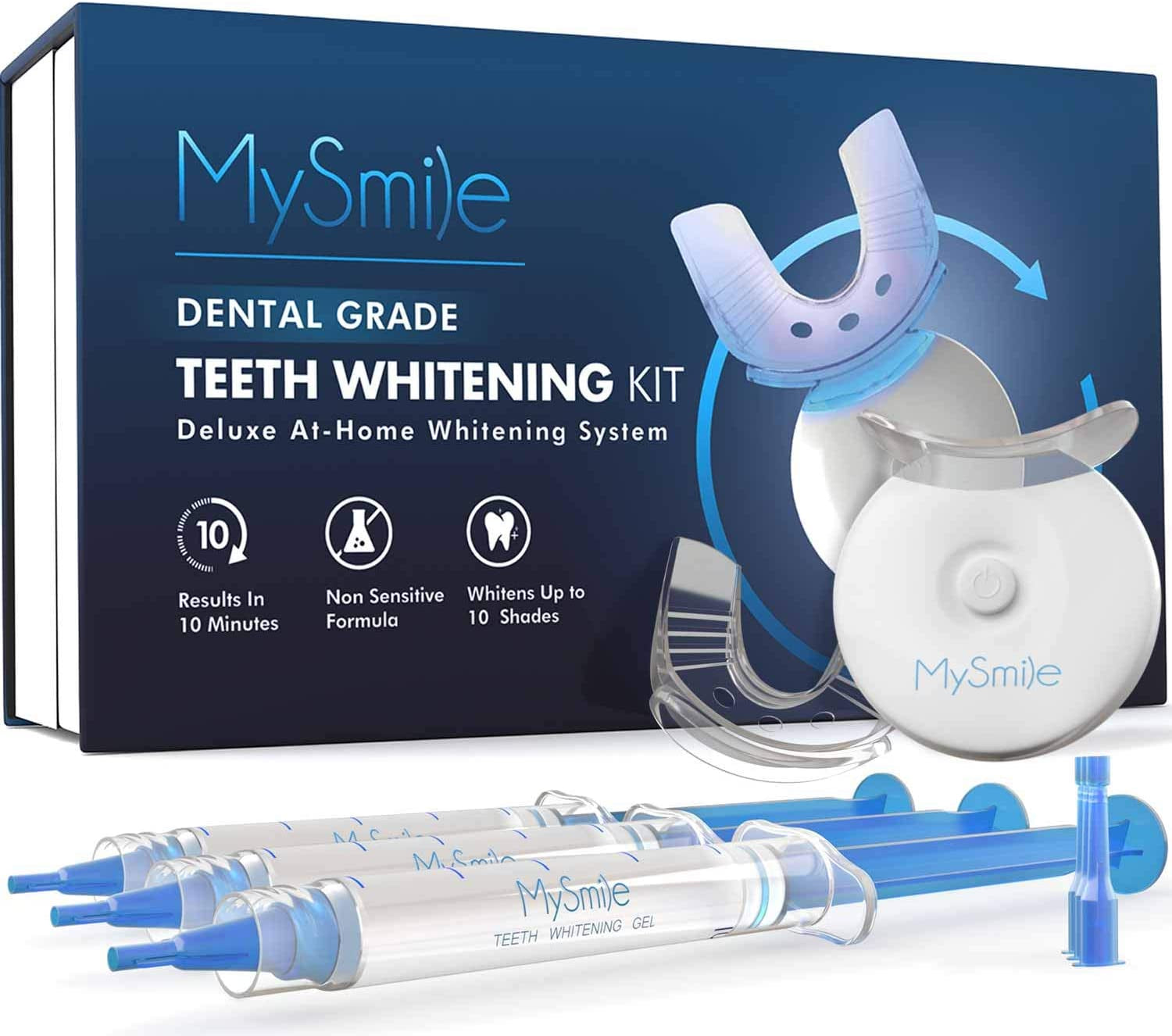 Teeth Whitening Kit with LED Light, 10 Min Non-Sensitive Fast Teeth Whitener with 3 Carbamide Peroxide Teeth Whitening Gel, Helps to Remove Stains from Coffee, Smoking, Wines, Soda, Food