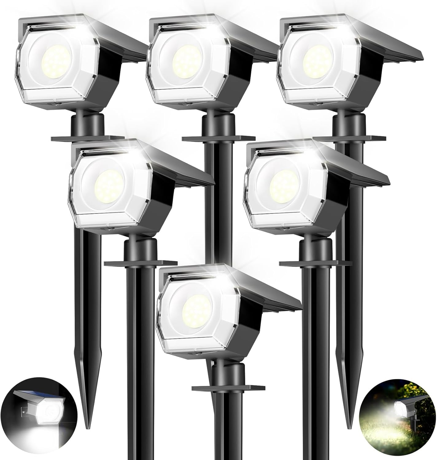 12 Pack Solar Lights Outdoor, Solar Spotlights Outdoor Waterproof 3 Modes, 2-In-1 Auto On/Off Solar Spot Landscape Lighting outside for Tree Plants Yard Garden Pathway