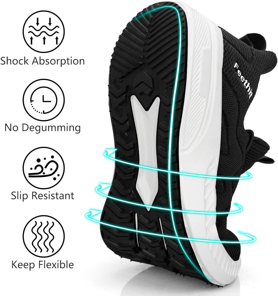 Mens Non Slip Walking Sneakers Lightweight Breathable Slip on Running Shoes Athletic Gym Tennis Shoes for Men