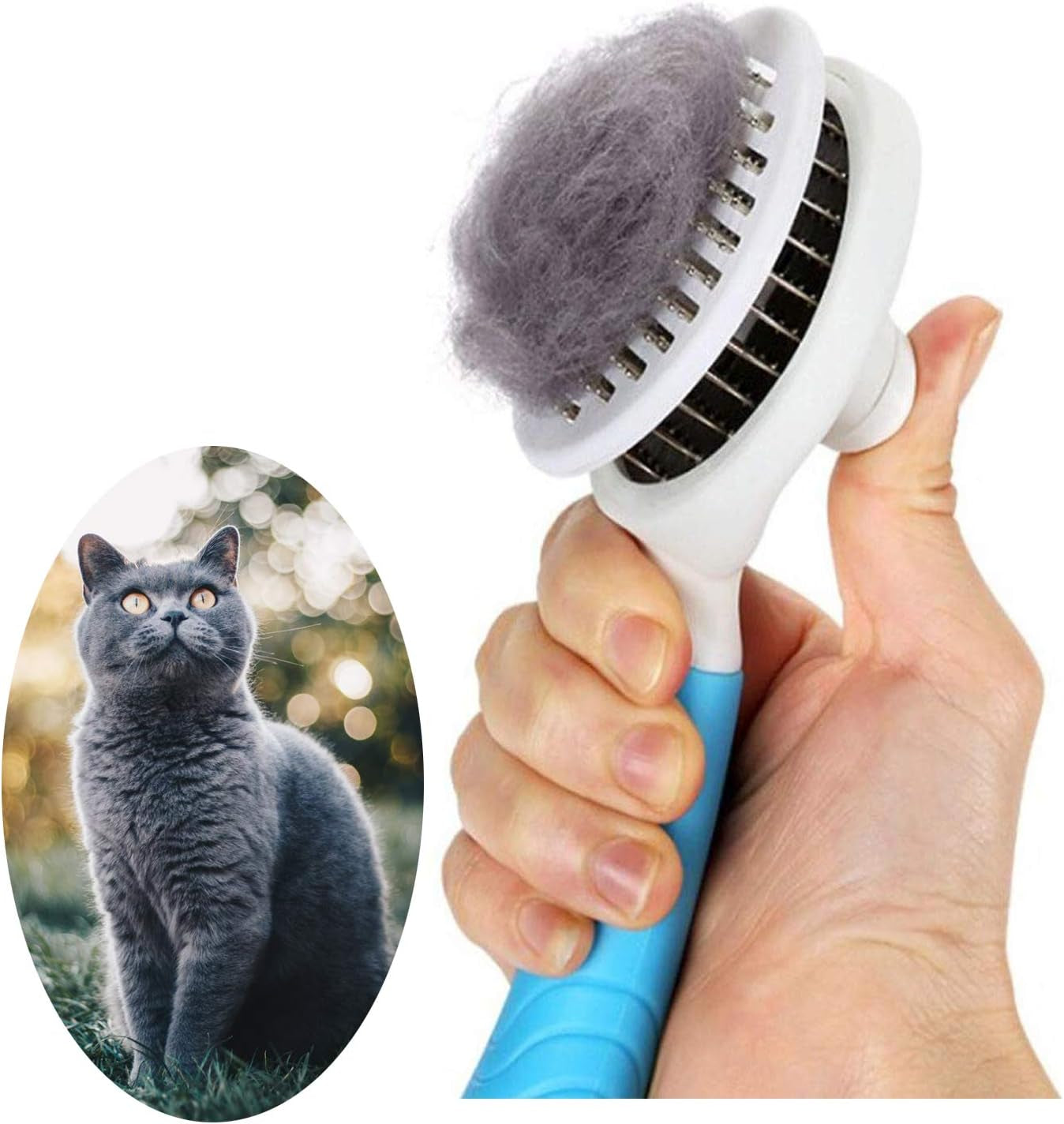 Cat Grooming Brush, Self Cleaning Slicker Brushes for Dogs Cats Pet Grooming Brush Tool Gently Removes Loose Undercoat, Mats Tangled Hair Slicker Brush for Pets Self-Cleaning Upgraded